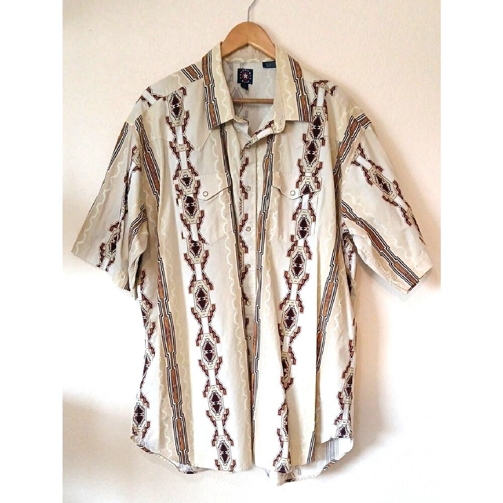 Panhandle Slim Pearl Snap Western Button Up Aztec Southwest Print